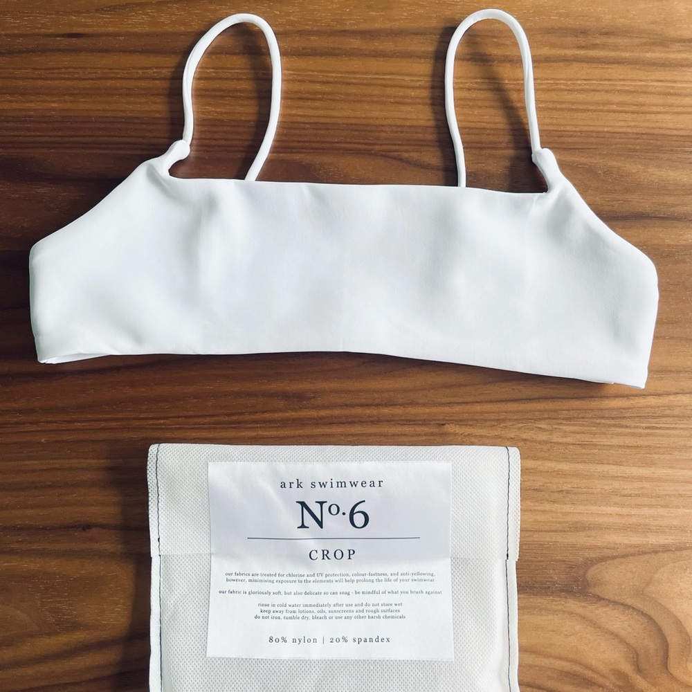 Ark Swimwear No.6 Crop Bikini Top Med White NWT